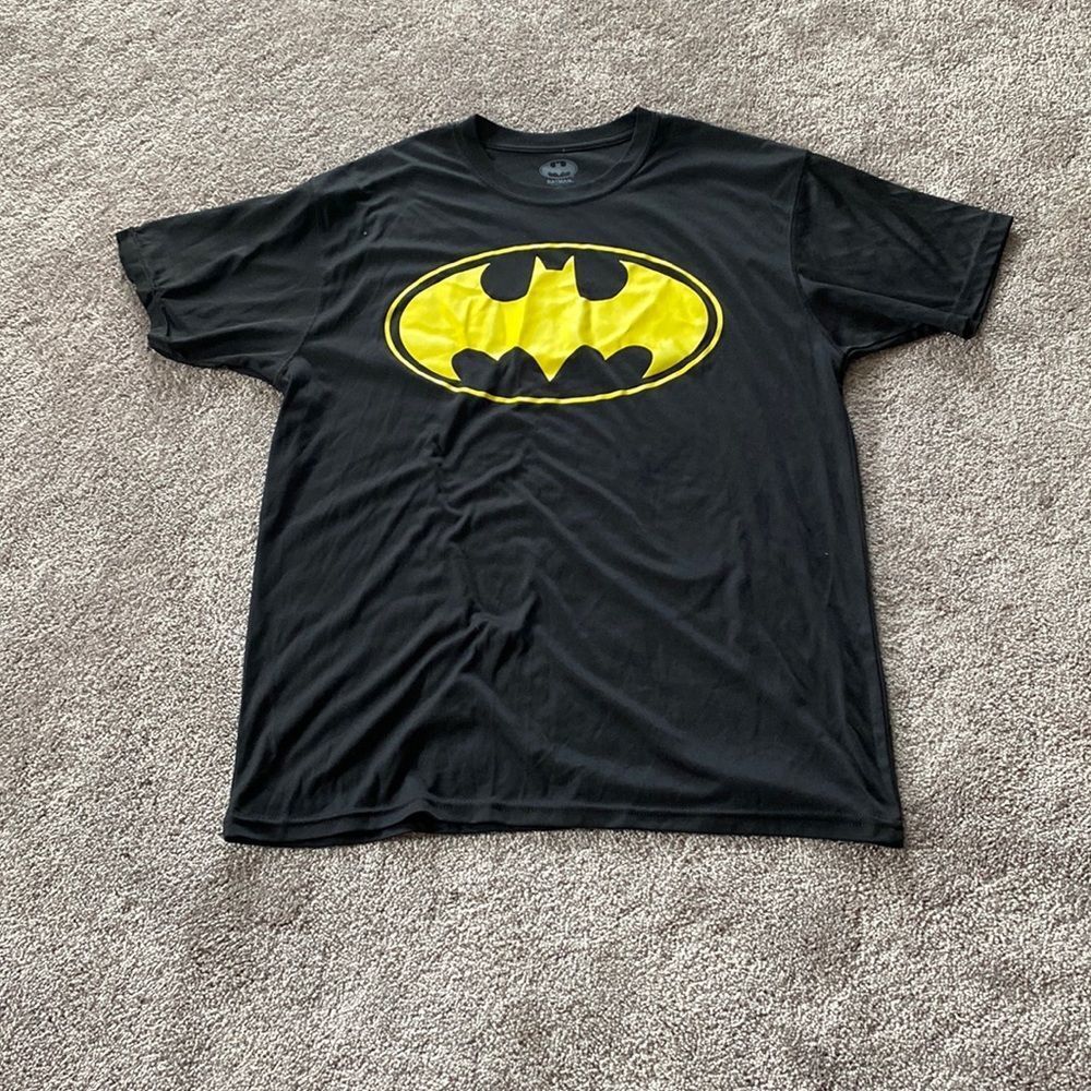 Batman DC Comics Logo Graphic T Shirt Black Yellow SIZE L Short Sleeve Casual